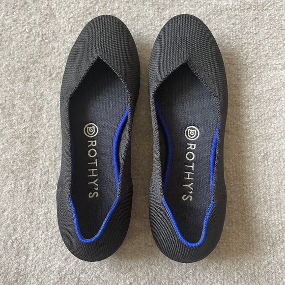 Rothy’s Shoes Womens Size 7.5 Black The Flat Round Toe Casual Knit Ballet Flats - Picture 5 of 14